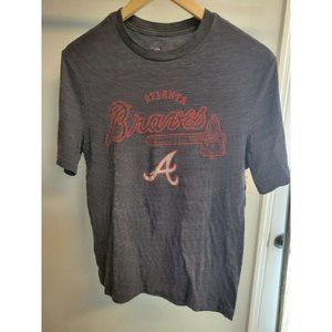 Atlanta Braves Shirt Small Blue Team Logo MLB Short Sleeve Cotton Men's